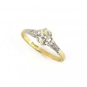 18k Yellow Gold Round Brilliant Cut Diamond Ring 0.75ct K/SI1